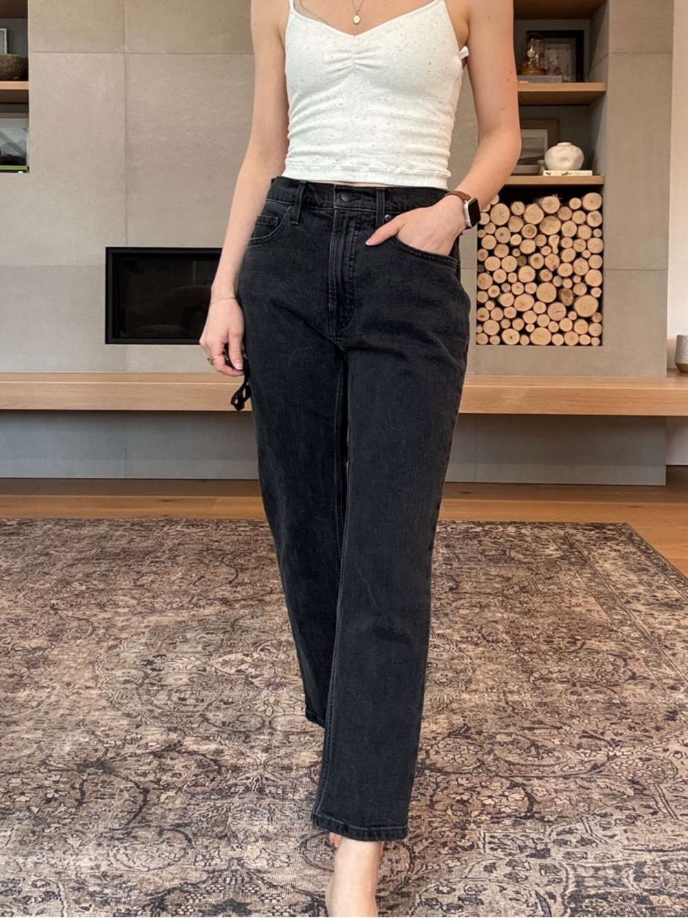 Everlane Cheeky original Black High-Rise Straight-Leg Jeans 29